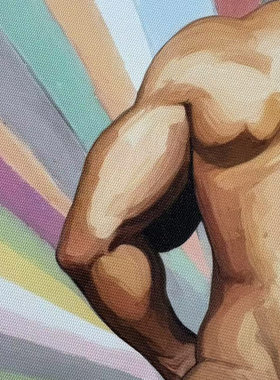 肌肉男小解嘘嘘装饰画卧室挂画喷绘油画靠墙工作室男体性感艺术