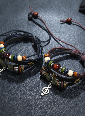 美式复古酷帅星星情侣男潮编制时尚手链