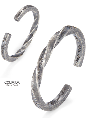 口力米大复古男士999纯银手镯