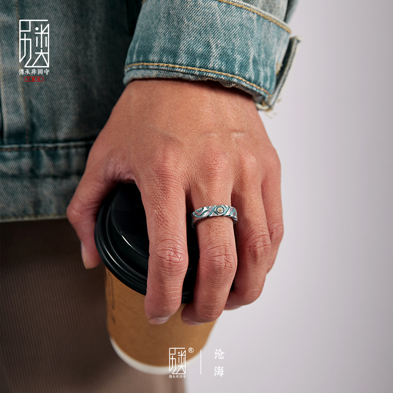 Advanced custom sterling silver dotted gold ring, fashionable and versatile