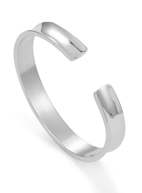 999足银凹面手镯男简约宽版开口