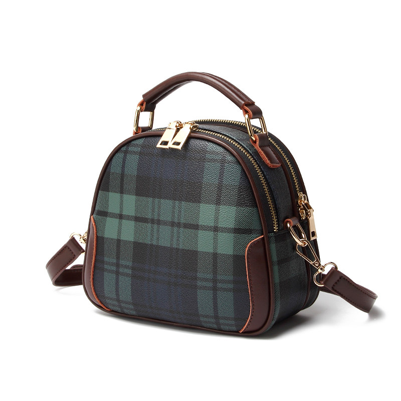 2020秋冬新款百搭格子纹斜挎手提包 法贝莎女士包袋