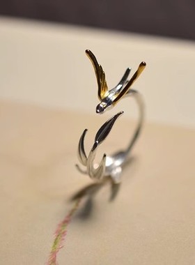 文艺简约飞燕柳枝戒指