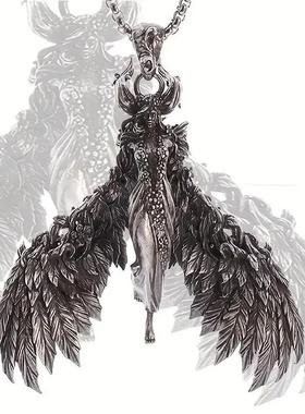 欧美复古做旧天使翅膀项链