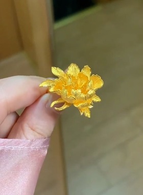 古法凤冠霞帔牡丹花戒指十里红妆经典优雅轻奢金色牡丹指环送女友