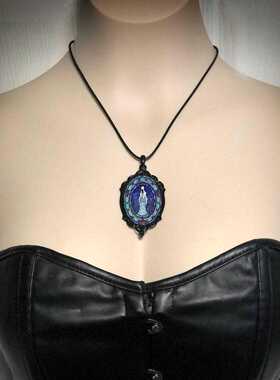 哥特式吊坠彩绘玻璃死神项链