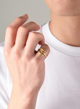 小众设计树精戒指男女情侣款个性指环复古做旧中古风开口食指戒