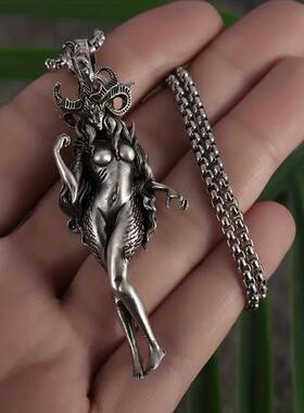 个性复古恶魔女神毛衣链