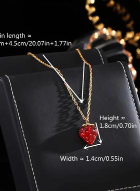 独特轻奢红色新款耳饰草莓项链