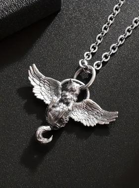 天使翅膀复古做旧个性嘻哈项链