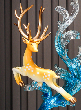 入户玄关风生水起一路高升摆件轻奢高档客厅壁龛竖高装饰品高级感