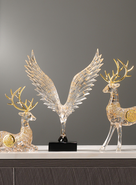 鹿摆件轻奢高档客厅酒柜高级感电视柜办公室装饰品创意家居仿水晶