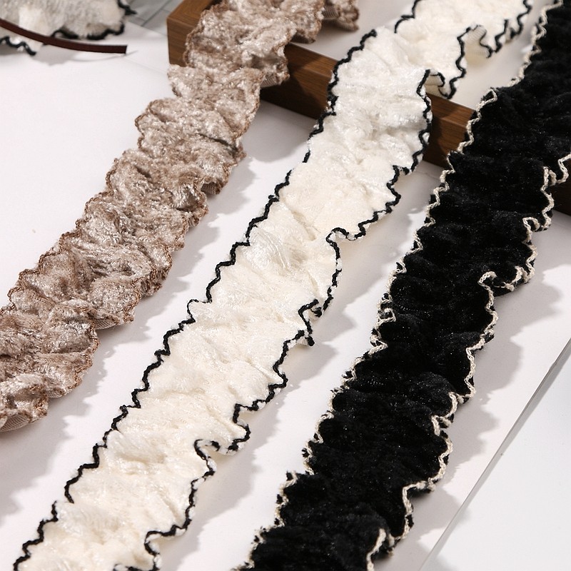 珊瑚绒皱褶波浪裙边织带发箍发饰DIY蝴蝶结辅料鞋包装饰芽边带,淘宝优惠券,粉丝福利购,淘宝优惠卷