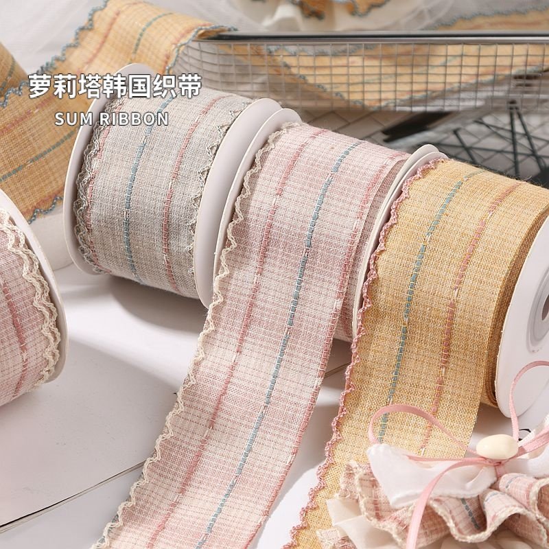 芽边皱褶格子花边辅料织带家居服装裙边DIY蝴蝶结带花束礼盒丝带,淘宝优惠券,粉丝福利购,淘宝优惠卷