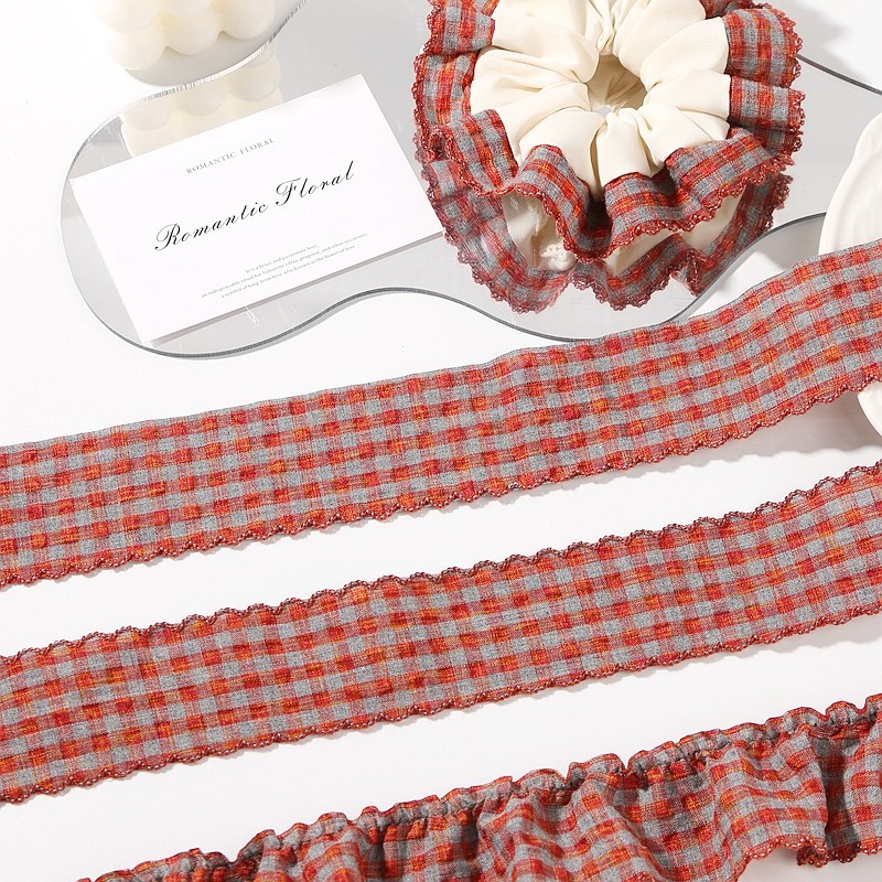 单边波浪花边格子织带DIY头饰发箍蝴蝶结芽边丝带花束礼盒包装带,淘宝优惠券,粉丝福利购,淘宝优惠卷