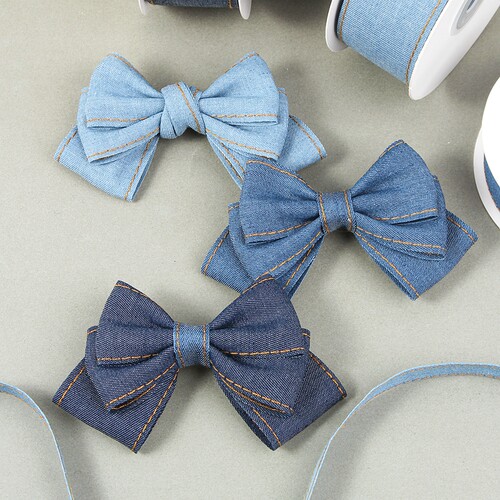双面跳线牛仔织带DIY蝴蝶结发饰服装辅料缎带宠物用品装饰丝带 - 图1