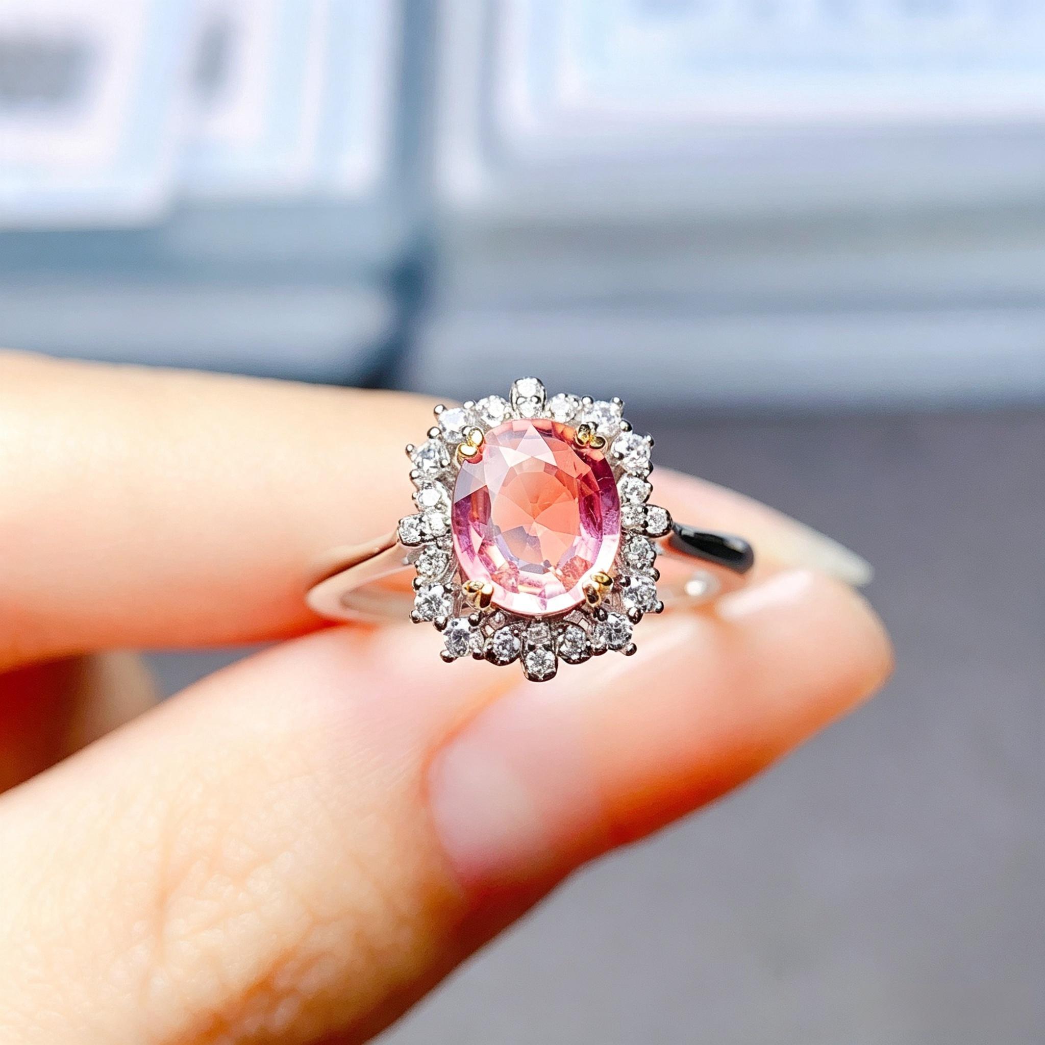 Natural tourmaline sterling silver women's ring
