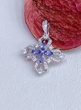 天然坦桑石吊坠清新甜美轻奢气质