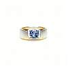 Swiss blue natural topaz index finger ring for men and women