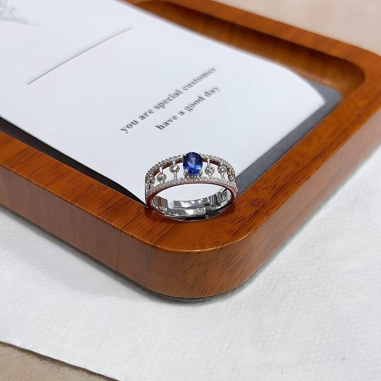 Natural sapphire women's ring dream catcher open ring