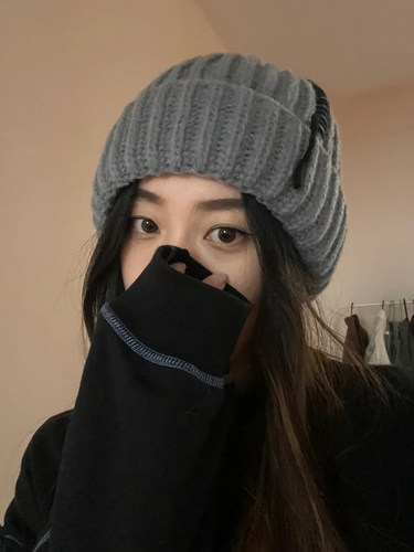 韩版秋冬保暖缝线针织帽大头围显脸小帽子情侣百搭时尚护耳毛线帽 - 图2