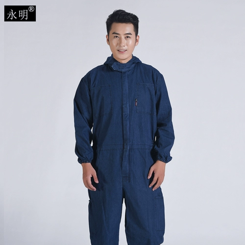 Хлопковый комбинезон для работы, дышащая износостойкая краска с капюшоном, защита от ожогов