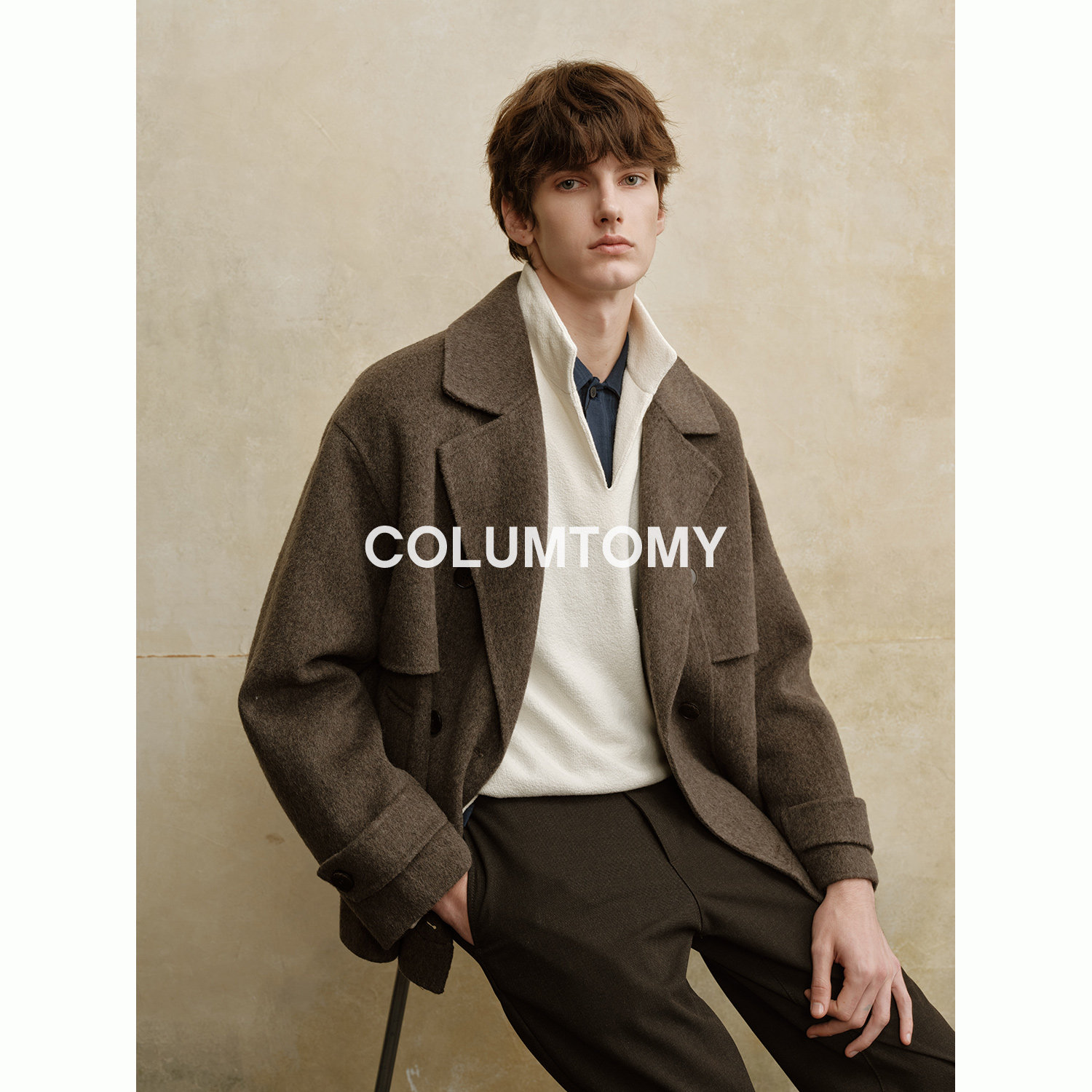 翻领短款毛呢男士2025秋冬季新款呢大衣高级含绵羊毛外套保暖加厚,淘宝优惠券,粉丝福利购,淘宝优惠卷