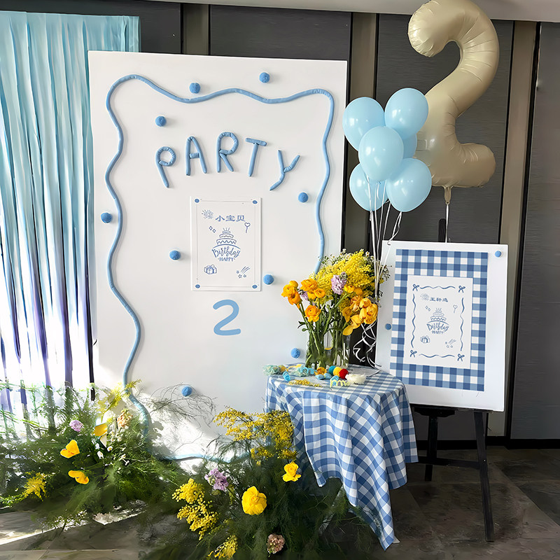 韩系ins风周岁生日布置场景装饰背景墙男女孩宝宝派对KT板高级感,淘宝优惠券,粉丝福利购,淘宝优惠卷