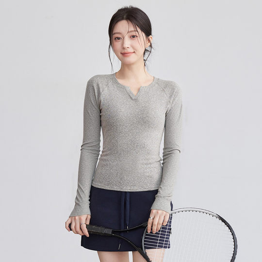 VOJ одежда для йоги с v-образным вырезом на талии для похудения и фитнеса с длинными рукавами