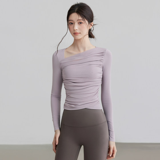 VOJ yoga clothing top mesh training sports long sleeves