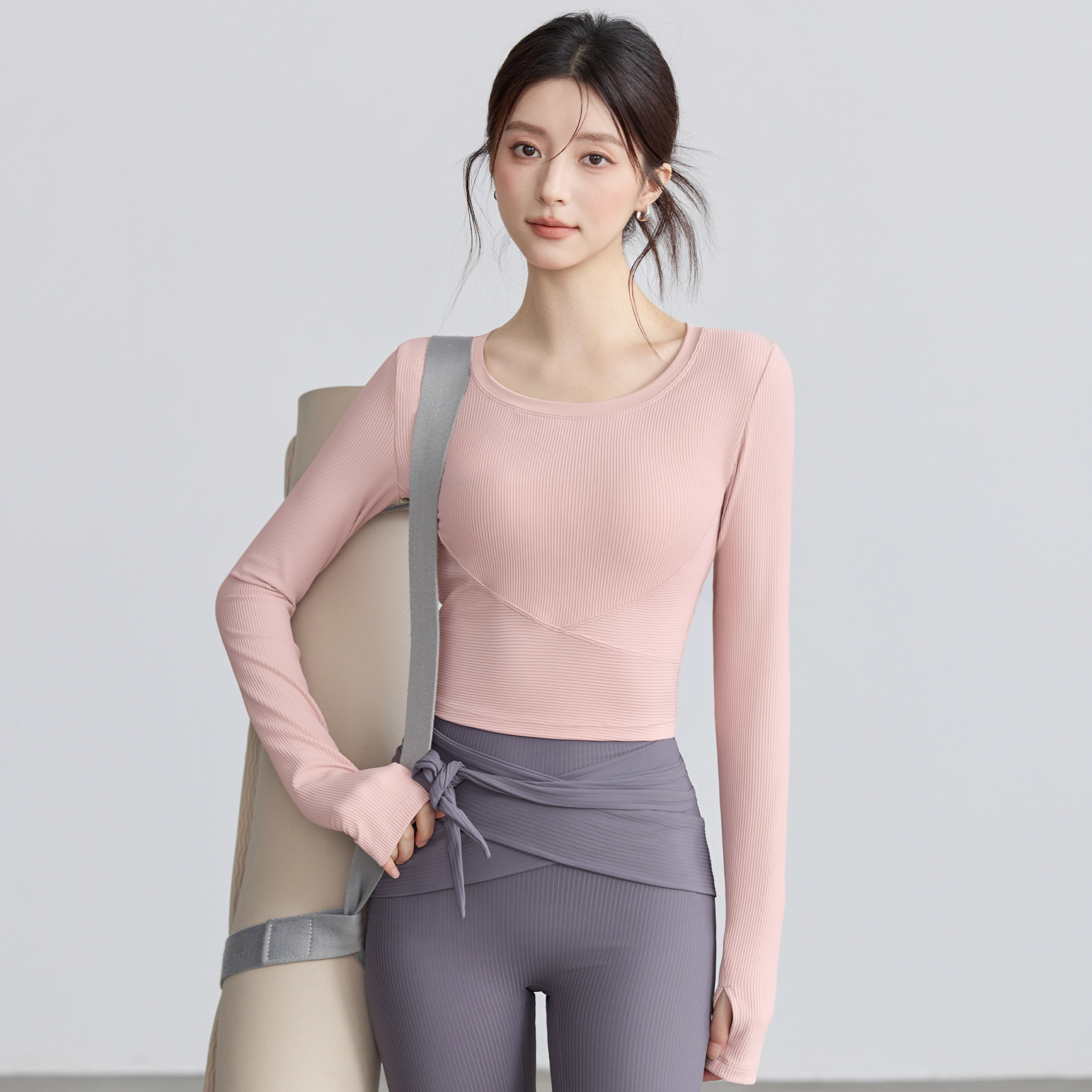 VOJ瑜伽服秋冬套装带胸垫修身打底衫显瘦长袖运动跑步上衣健身服,淘宝优惠券,粉丝福利购,淘宝优惠卷