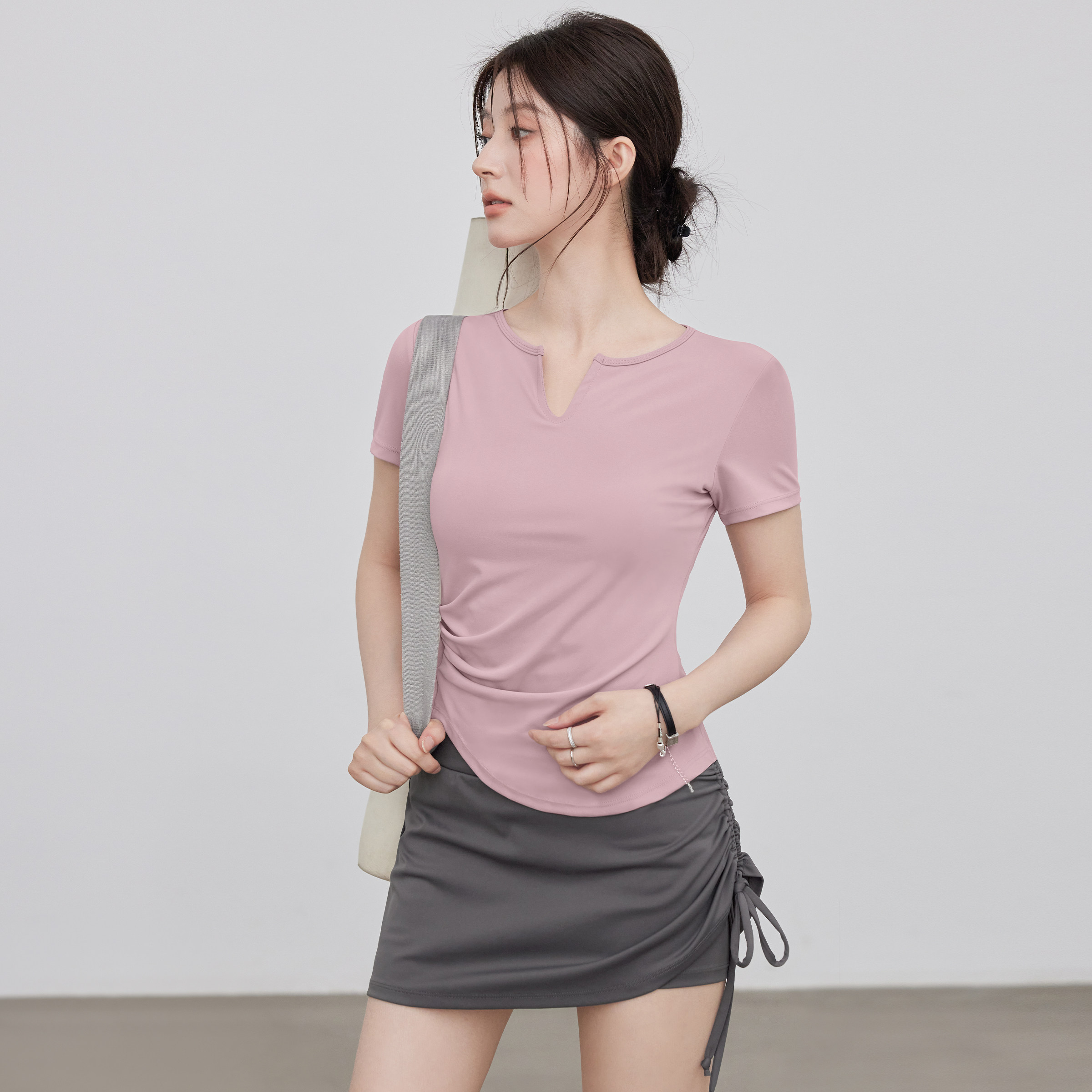 VOJ瑜伽服套装女夏跑步速干运动上衣紧身训练健身上衣短袖v领t恤,淘宝优惠券,粉丝福利购,淘宝优惠卷