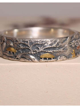 桃花源记足银999纯银手镯