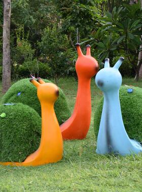 户外玻璃钢卡通雕塑仿真动物摆件公园林景观绿植蜗牛庭院装饰草坪