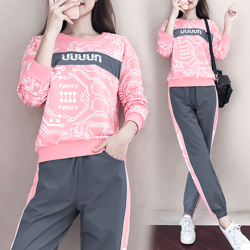 运动套装春秋2020年新款潮牌卫衣 温露莲休闲运动套装