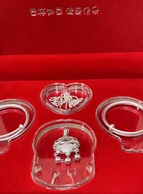 宝宝银饰礼盒套装平安锁999足银手镯婴儿满月生日礼物长命锁套装