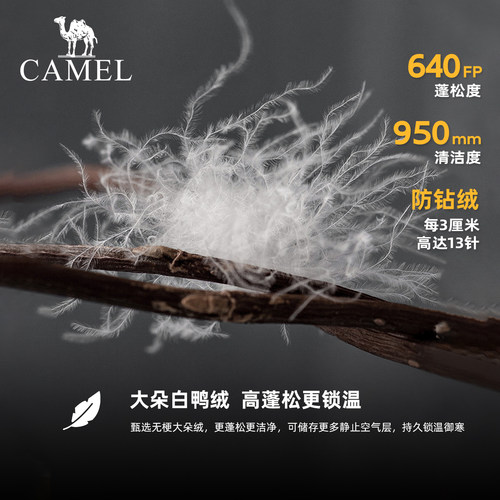 骆驼灰色羽绒服女2026冬季羽绒衣纯色简约百搭保暖连帽外套男 - 图3