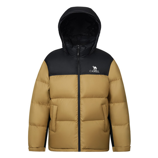 Camel stand collar camel men's down jacket