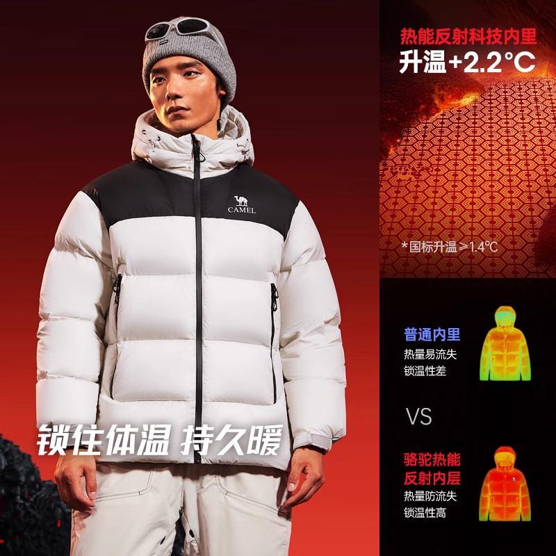 骆驼火山羽绒服男户外冬季2026新款加厚男士外套黑色保暖面包服女,淘宝优惠券,粉丝福利购,淘宝优惠卷
