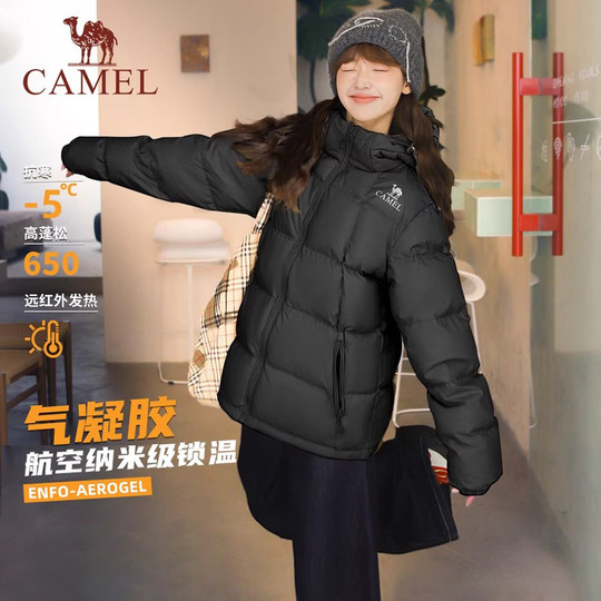 骆驼羽绒服女2025冬季情侣防风防水连帽羽绒衣加厚保暖面包服