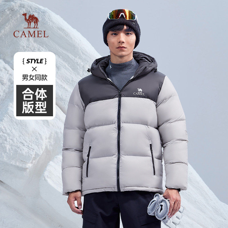骆驼火山羽绒服男冬季2026情侣短款加绒加厚保暖面包男装外套