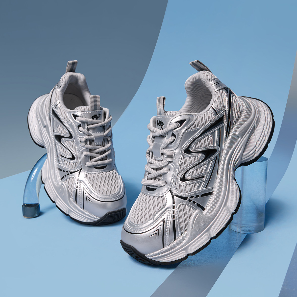 骆驼女鞋2026年新款增高老爹鞋女银色户外复古运动鞋厚底休闲鞋子,淘宝优惠券,粉丝福利购,淘宝优惠卷