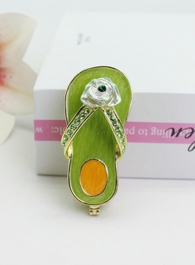 珐琅彩合金镶钻拖鞋摆件轻奢创意家居装饰客厅玄关工艺品礼品