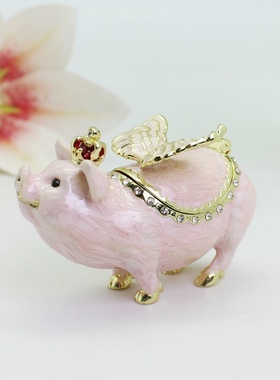 珐琅彩合金小飞猪摆件招财纳福吉祥物创意桌面家居装饰品生日礼物