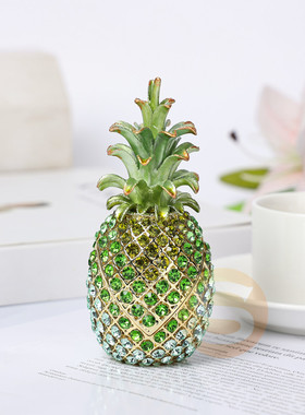 珐琅彩合金工艺品凤梨菠萝家居创意桌面摆件饰品收纳首饰盒礼物