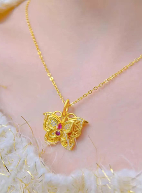 故宫系列花蝶项链花丝镂空项链