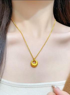 金坨峰项链黑绳铜拉丝吊坠气质