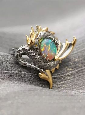 守护者巨龙戒指龙年本命年立体浮雕潮流霸气小众ins高级