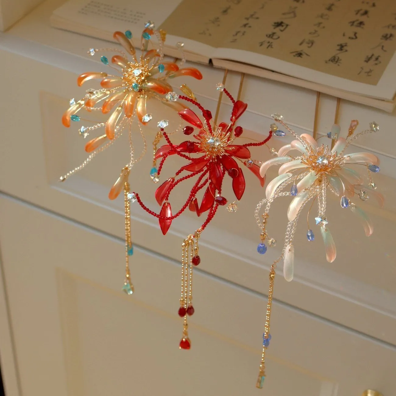 流萤烟花发饰簪花百搭过年氛围感流苏发夹发钗汉服古新中式风配饰,淘宝优惠券,粉丝福利购,淘宝优惠卷