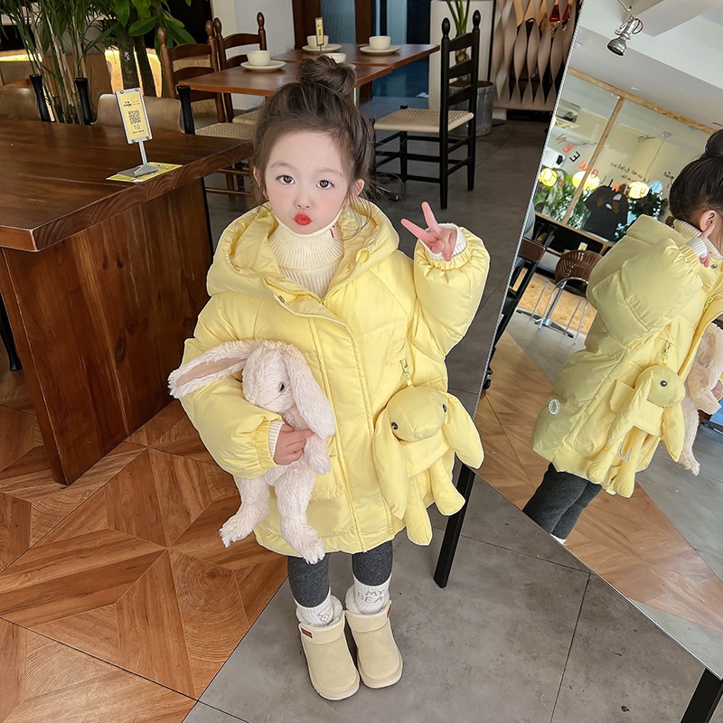 2025新款女童羽绒服冬季洋气宝宝冬装保暖衣儿童中长款羽绒棉 - 图0